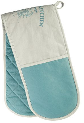 Premier Housewares Country Kitchen Double Oven Glove - White/Teal