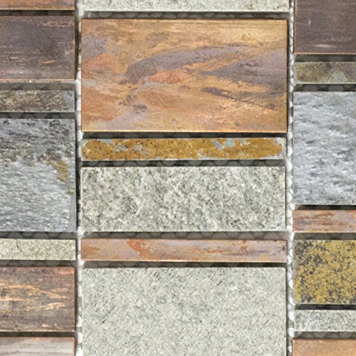 Mosaik Fliese Kupfer grau rost kupfer Rechteck Stein für WAND BAD WC KÜCHE THEKENVERKLEIDUNG BADEWANNENVERKLEIDUNG Mosaikmatte Mosaikplatte