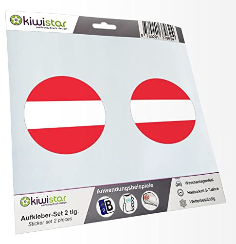 KIWISTAR - 2X Kennzeichenaufkleber - Österreich - Kennzeichen Aufkleber Sticker Nummernschild Land Country Nation