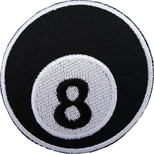ELLU Aufnäher mit 8 Bällen, Snooker, Pool, Billard, T-Shirt, Jeans, rund, schwarz, Sport, Mittel, Polyester, Sportlich