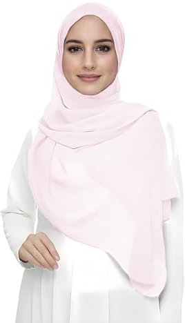 Lina & Lily Damen Muslim Premium Chiffon Hijab Kopftuch Schal aus Leicht Stoff (Hellrosa)