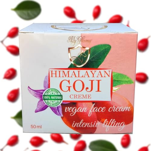 MyGlamy vegane GOJI-BEEREN Hyaluronsäure Creme hochdosiert Himalayan Bio Gesichtscreme VEGAN im Glastiegel 50 ml Anti Age 100% NATUR ohne Konservierungsstoffe, Parfüm, Alkohol