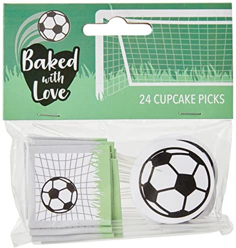 Baked With Love Football Cupcake Picks, Football Cake Decorations, Cake Toppers - 24 Pack
