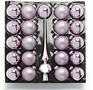 Heitmann Deco 21er Set Glaskugeln+ Baumspitze - Weihnachtsbaumschmuck zum Aufhängen - Christbaumkugeln - Rosa