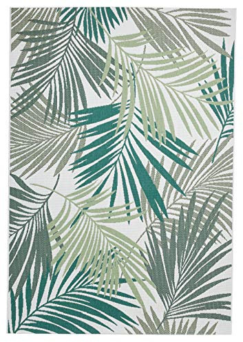 Think Rugs Miami 19433 Flat Weave Outdoor Rug, Green/Light Beige, 120 x 170 Cm