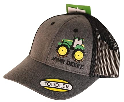 John Deere 3D Rubber Tractor Print Toddler Baseball Hat Cap-Charcoal-One Size