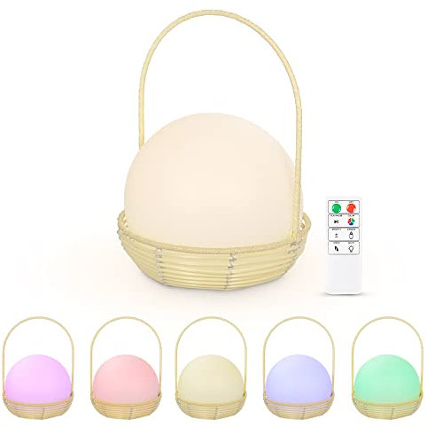 Akku Outdoor Lampe,RBG Dimmbares LED Akku Außen Tischleuchte mit Fernbedienung, Spritzwasserschutz Kabelloses Campingleuchte für Schlafzimmer, Camping, Wohnzimmer Garten und Tisch