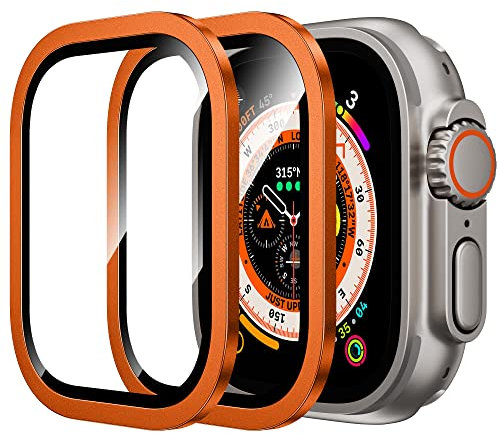 WSKEN Schutzfolie für Apple Watch Ultra 3/2/Ultra 49mm, [Titanium Alloy Frame] Displayschutz Blasenfreie, Volle Abdeckung, Anti-Staub Kompatibel mit iWatch Ultra Series