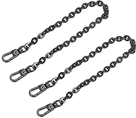 uxcell Geldbörsen-Kettenriemen, 2 Stück, 20,3 x 0,6 cm, flacher Kettenriemen, Handtaschenketten, Zubehör, Geldbörsenriemen, Schultergurte, Crossbody, Ersatzriemen (dunkelgrau)