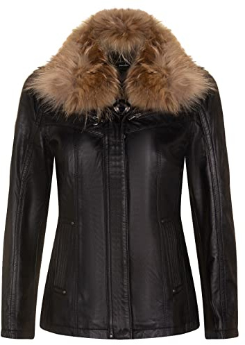 Chaqueta Motera de Piel Negro de Cordero Parker Para Mujer L