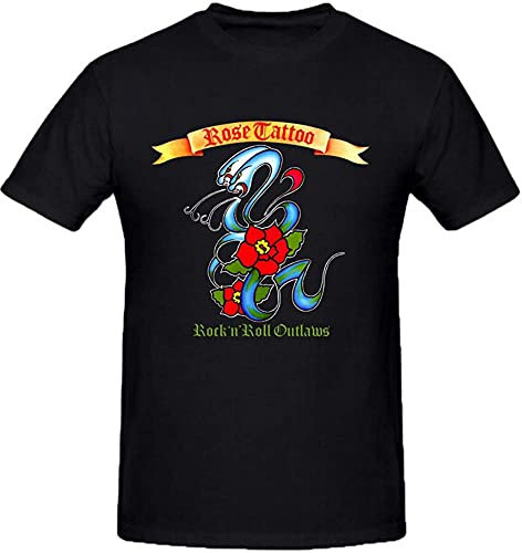 Rose Tattoo Rock N Roll Outlaws Funny Tee Shirts for Men Size XL