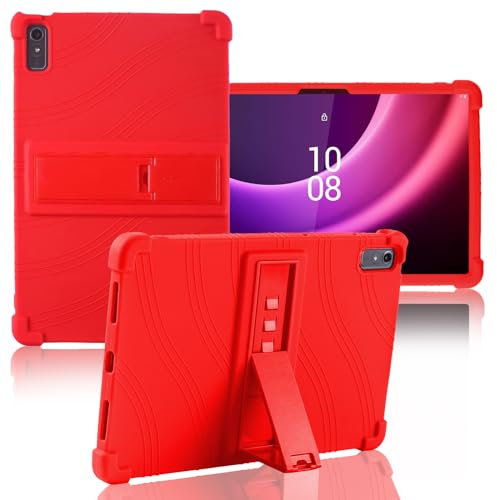 ATOOZ for Lenovo Tab P11 2nd Gen Case, 11.5 Inch, Soft Silicone Shockproof Case with PC Stand for Kids (Red)