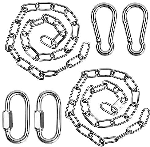 Anseom 2 Pcs 304 Catena in Acciaio Inox 60cm Catenina di Ferro per Cestini Appesi con Moschettoni Catena Prolunga per Poltrona Sospesa per Altalene
