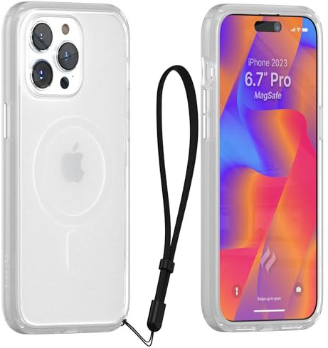 Catalyst Influence Case for iPhone 15 Pro Max, Wireless charging compatible, Drop Proof, Anti Fingerprint, Raised Edges, preventing scratches, 30% Louder Audio, Lanyard Included - Frosted Clear