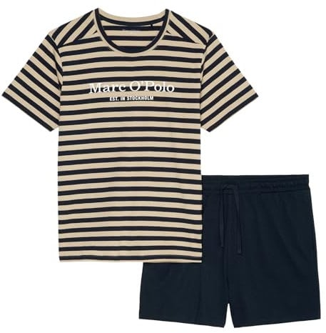 Marc O´Polo Men's Mix&Match Short Pyjama Pajama Set, beige/White/Navy, Medium