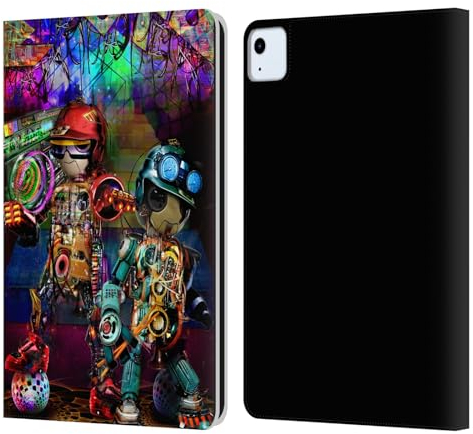 Head Case Designs Offizielle Jumbie Art Boombox Roboter Visionär Leder-Wallet-Hülle Kompatibel mit Apple iPad Air 11 2020/2022/2024/2025