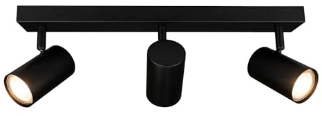 Ledvion - LED Deckenstrahler, Schwarz 3-lights, Dimmbare, 5W, 2700K, Rechteckig, GU10 Fassung, IP20, Kippbar, inkl. GU10 Lampe