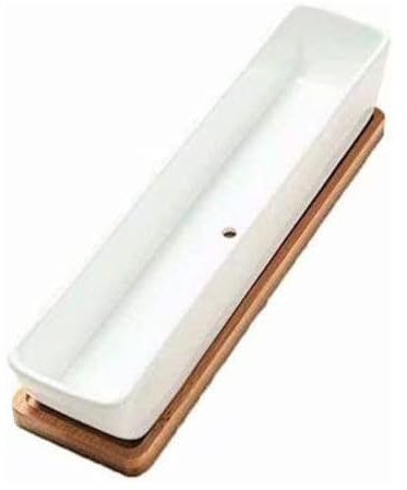 Hintyne Sukkulenten Pflanztöpfe Blumentöpfe Für Den Innenbereich Langer Rechteckiger Pflanztopf Mit Bambus Untertassen Sukkulenten Pflanzgefäß Für Zuhause Garten Küche