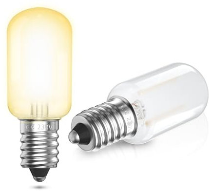 TobeBright 1W E14 LED Glühbirne T22 Warmweiß 2700K Nachtlicht, Kühlschrank Birne Nicht-dimmbar Mini Glühbirne Matt E14 AC 220-240V Nähmaschine, 2 Stück