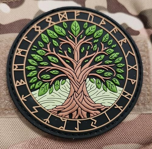 YGGDRASIL 3D PVC-Aufnäher „Baum des Lebens“, taktischer Militär-Aufnäher – robuster Klettverschluss – Wikinger-Abzeichen für Rucksack, Airsoft, Survival, Outdoor, Crossfit, individuell anpassbar