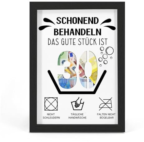 30. Geburtstag Geldgeschenk, Geschenke zum 30 Geburtstag Mann/Frau, Geschenk 30. Geburtstag, Schonend behandeln 30, Witzige Geschenkideen zum 30, Geschenke für Freunde, Familie, Bilderrahmen, DIN A4