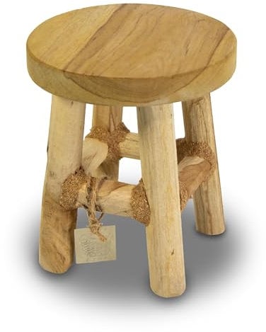 mgc24 Teakholz-Pflanzenhocker - Stabiler 4-Bein Blumenständer aus Massivholz, handgefertigt aus Echtholz, vielseitig & pflegeleicht, vormontiert - Perfekt für Wohnzimmer, Garten, Deko - 17cm x 15cm