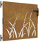 Zauntor für Staketenzaun, Gartenzaun Pforte Gartentor Metall Gartentür Gartenpforte Hoftor Flügeltor Einfahrtstor Gartentpforte, 85x100 cm Cortenstahl Gras-Design