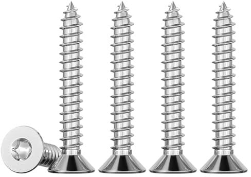 Drenky Vis A Bois Inox 3x30 Torx à TêTe Fraisée En Acier Inoxydable A2 V2A autotaraudeuses EntièRement Fileté Clous, Vise Et Fixations, 50 Pièces, TX10