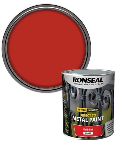 AOC24 Direct to Metal Paint - Gloss/Matt/Satin Finish - Garden Exterior Metal Surface Paint, No Primer Needed - Water-Based, Rust-Proof for Gates, Railings - Tough Durable, (Chilli Red Gloss, 750ml)