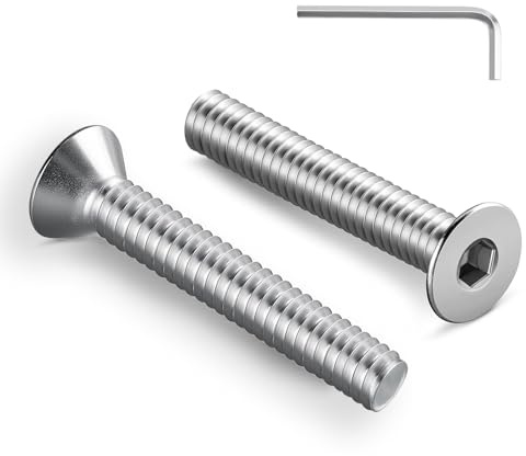 Zuyya 10 Stück M5 x 50 mm Senkkopfschrauben Edelstahl Schrauben | Innensechskant Antrieb, Edelstahl A2 V2A, M5 Schrauben Vollgewinde mit Innensechskantschlüssel