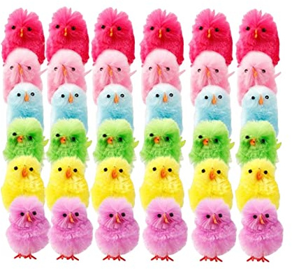 Etyldya 36 Stück Mini Osterfiguren Chenille Deko Künstliche Ostereier Plüschmaterial für Bastelarbeiten Wohnkultur Partys Geschenke