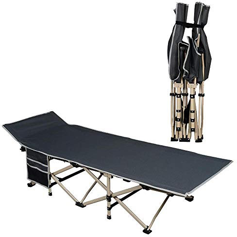 Yaheetech Feldbett Gästebett Campingbett Camping Reisen Bett klappbar bis 150kg belastbar mit Transporttasche 186 x 66 x 52 cm Grau