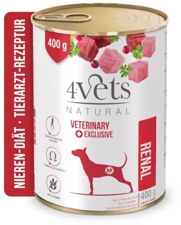 WESTHO 4Vets Renal Premium 6 x 400 g Nassfutter für Hunde mit Nierenproblemen | Getreidefrei & geringer Fettgehalt | Hochwertige Proteine | Hundefutter nass von Tierärzten