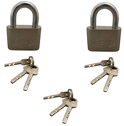 B-SAFE 2 tlg. 50mm Gleichschließendes Vorhängeschloss Set | Bügelschloss | Sicherheitsschloss mit 3 Generalschlüssel