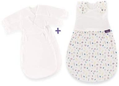 Träumeland Babyschlafsack-Set LIEBMICH Blumig, Außenschlafsack Größe 56/62 mit Doppelt Reguliererbarer Belüftung und passenden Innensäcken