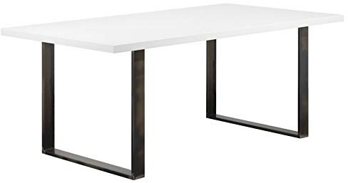 i-flair Esszimmertisch Macon 220x100 cm Kufentisch Holztisch Esstisch Kufengestell Tisch mit Tischplatte und Kufen - Weiß + Industrial
