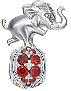 Presentski Elefant Charms Schmuck Perlen Damen - 925 Sterling Silber Elefanten Charm mit Zirkonia Tier Anhänger Charm | Armbänder schmuck Geschenke Bijouterie für Mädchen