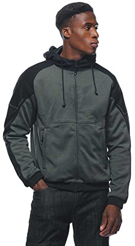 Dainese - Daemon-X Safety Hoodie Full Zip, Fabric Motorcycle Sweatshirt, Shoulder And Elbow Protectors, Men's Motorcycle Jacket, Green/Black, 58