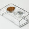 PETCOMO Elevated Cat and Dog Bowls Stand - Acrylic Glass Food and Water Bowls with Non-Slip Base - Silver Frame - MK2061A