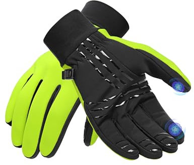 INBIKE Fahrradhandschuhe Winterandschuhe Outdoorhandschuhe Skihandschuh MTB Mountainbike Handschuhe Laufhandschuhe Herren Damen Touchscrennfähig Winter Warm Winddicht Grün,M