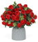 JUSTOYOU 4-Bündel künstliche rot Rosen, Seide Rose Sträuße mit Eukalyptusblättern, Rose gefälschte Blume mit 44 Rosenköpfen für Hochzeit Home Geburtstagsparty Arrangement Garten Dekoration (rot)