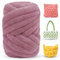 LEREATI Fettuccia per Borse a Uncinetto, Filato Gigante 500g Filato di Lana Morbida Chunky Yarn Tubolare, Gomitoli Lana Grossa per Coperte a Mano, Animali Domestici, Letto (Rosa Grigio)