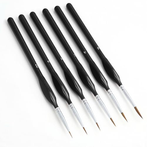 Fine Detail Paint Brushes with Triangular Handles,6 Miniature Brush for Acrylic,Watercolor,Wargaming figures,Oil Painting,Nail, Models