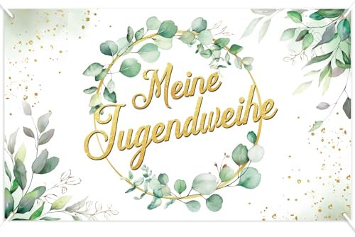 COLOFALLA 180x110cm Jugendweihe Banner Dekoration Hängendeko für Junge Mädchen Konfirmation Party mit Schnur (Grün)