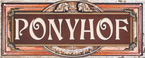 Großes, wetterfestes 50 x 20 cm Ponyhof Metallschild - Alu Dibond - Deko, Wandschild, Türschild, Torschild