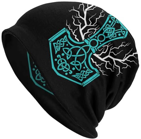 SXQCKJ 3D Druck Wikinger Thors Hammer Motive Mütze Hut, Winter Weiche Warme Beanies Mützen, Outdoor Lässig Gestrickte Mützen für Männer Frauen(Color:Thor's Hammer Celtic Knot)