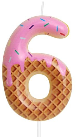 Ice Cream Birthday Candles, Colorful Cake Decorations, Candy Number 6 Candle for Birthday Cake, Sweet 6th Cake Topper Candle, Ice Cream Theme for Girls Boys Birthday Decorations Summer Party Supplies