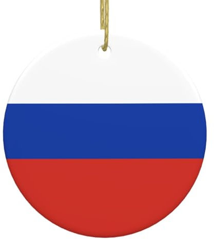 Russische Flagge, Weihnachtsschmuck, Ornament, Geburtstagsgeschenk, für Weihnachtsbaum, Keramik-Ornament
