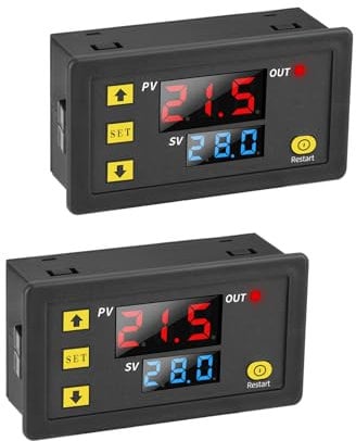 Aideepen 2Pcs W3230 20A 12V Digital Thermostat Digital Temperature Controller Regulator Heating Cooling Control Thermometer Instrument