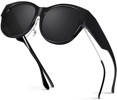 Hifot Polarisierte Überzieh Sonnenbrille Damen Herren, Mode Sonnenbrille Über Normale Brille, Polarisierte Sonnenbrille Überbrille mit UV Schutz, Leicht Überbrille Sonnenbrille für Brillenträger